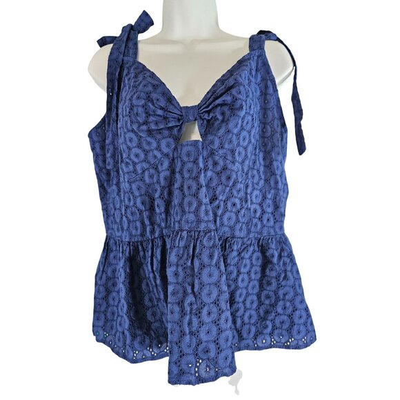 Sofia Jean by Sophia Vergara Womens Blue Cotton Peplum Tank Top Size XXL New NWT - Picture 1 of 7